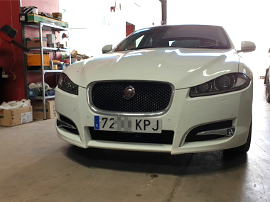 Jaguar XF Coupe in workshop